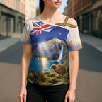 New Zealand Flag Cross Shoulder Shirt Scenic Nature