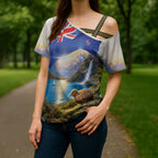 New Zealand Flag Cross Shoulder Shirt Scenic Nature