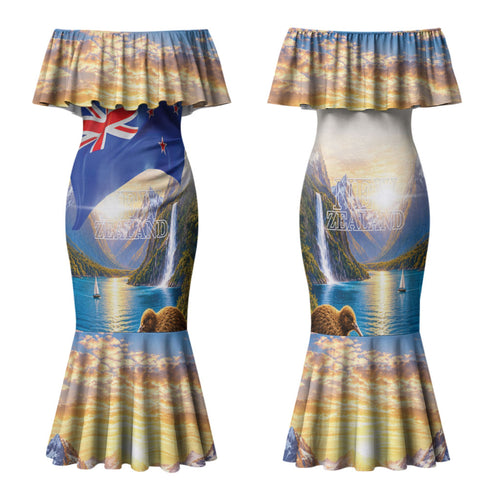 New Zealand Flag Family Matching Mermaid Dress and Hawaiian Shirt Scenic Nature