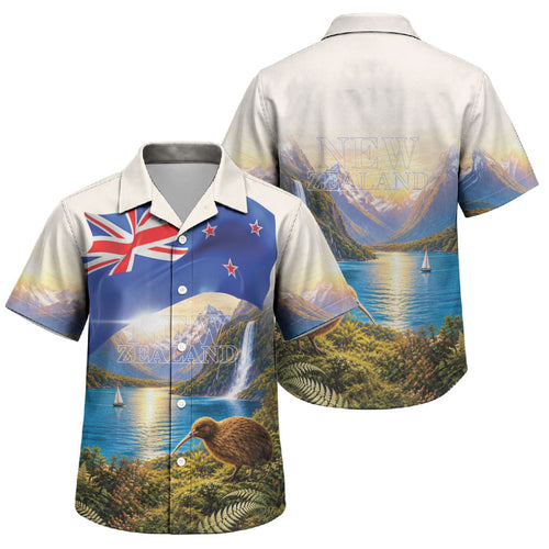 New Zealand Flag Family Matching Off Shoulder Maxi Dress and Hawaiian Shirt Scenic Nature