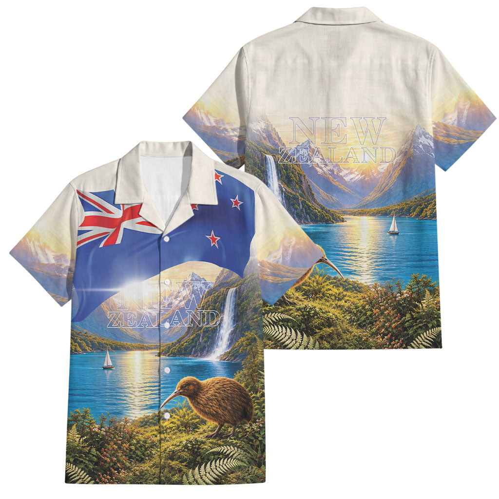 New Zealand Flag Family Matching Off Shoulder Short Dress and Hawaiian Shirt Scenic Nature