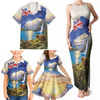 New Zealand Flag Family Matching Tank Maxi Dress and Hawaiian Shirt Scenic Nature