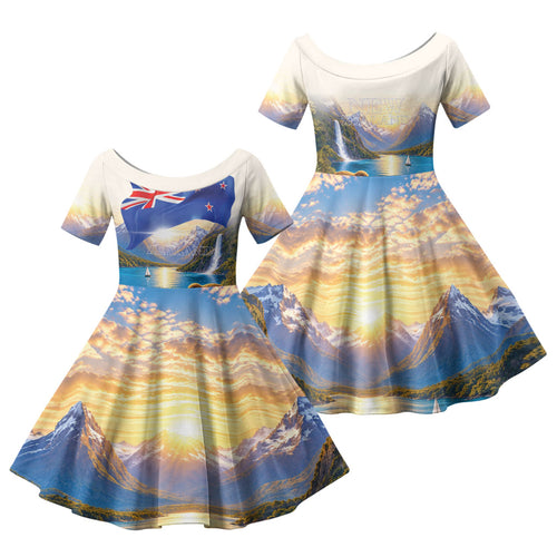 New Zealand Flag Family Matching Tank Maxi Dress and Hawaiian Shirt Scenic Nature