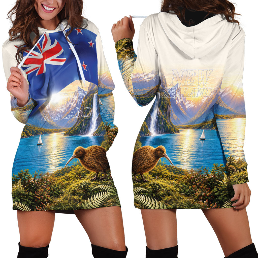 New Zealand Flag Hoodie Dress Scenic Nature