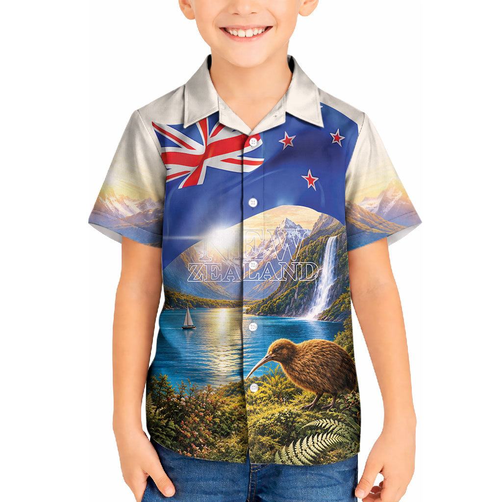 New Zealand Flag Kid Hawaiian Shirt Scenic Nature