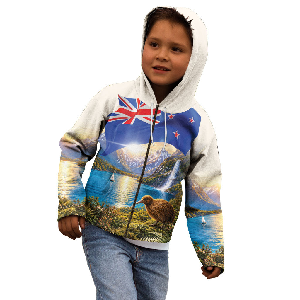 New Zealand Flag Kid Hoodie Scenic Nature