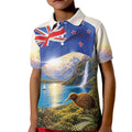 New Zealand Flag Kid Polo Shirt Scenic Nature