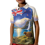 New Zealand Flag Kid Polo Shirt Scenic Nature