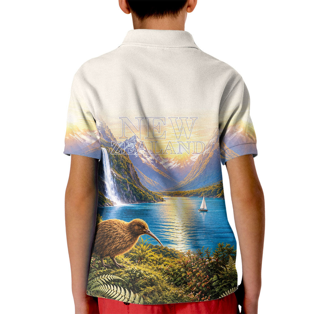 New Zealand Flag Kid Polo Shirt Scenic Nature