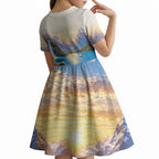 New Zealand Flag Kid Short Sleeve Dress Scenic Nature
