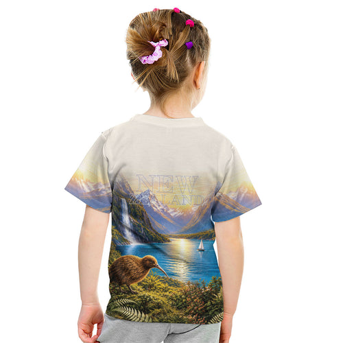 New Zealand Flag Kid T Shirt Scenic Nature