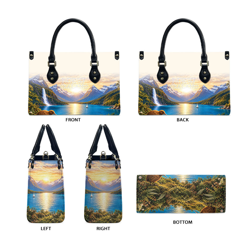 New Zealand Flag Leather Bag Scenic Nature