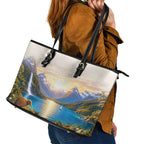 New Zealand Flag Leather Tote Bag Scenic Nature