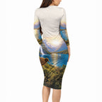 New Zealand Flag Long Sleeve Bodycon Dress Scenic Nature