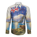 New Zealand Flag Long Sleeve Button Shirt Scenic Nature