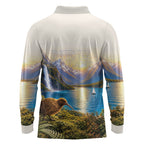 New Zealand Flag Long Sleeve Polo Shirt Scenic Nature