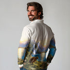 New Zealand Flag Long Sleeve Polo Shirt Scenic Nature