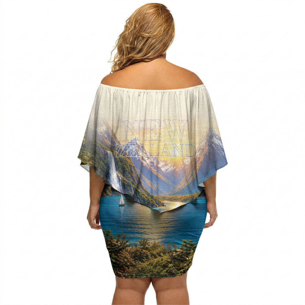 New Zealand Flag Off Shoulder Short Dress Scenic Nature
