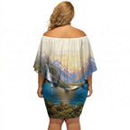 New Zealand Flag Off Shoulder Short Dress Scenic Nature