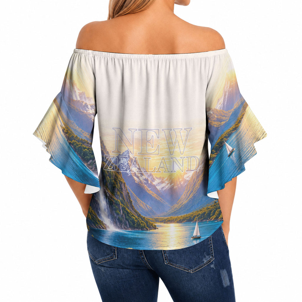 New Zealand Flag Off Shoulder Wrap Waist Top Scenic Nature