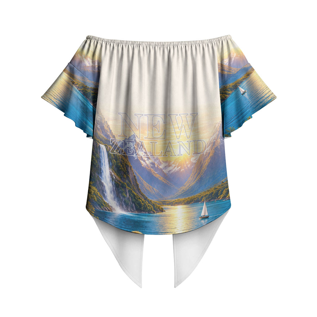 New Zealand Flag Off Shoulder Wrap Waist Top Scenic Nature