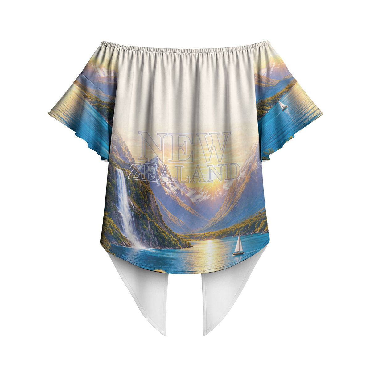 New Zealand Flag Off Shoulder Wrap Waist Top Scenic Nature