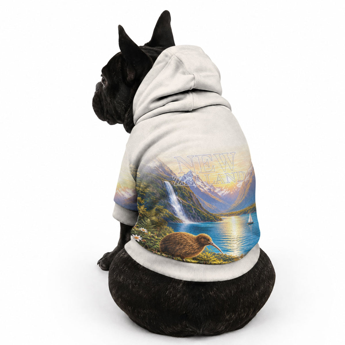 New Zealand Flag Pet Hoodie Scenic Nature