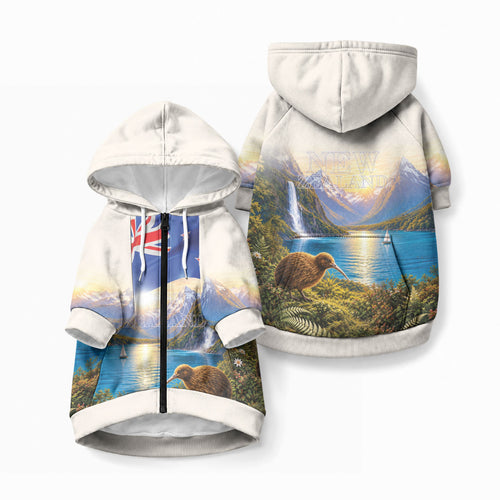 New Zealand Flag Pet Hoodie Scenic Nature