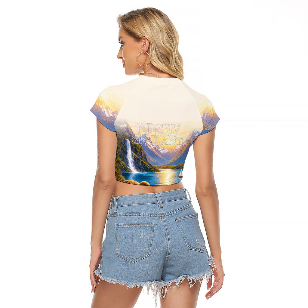 New Zealand Flag Raglan Cropped T Shirt Scenic Nature