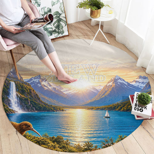 New Zealand Flag Round Carpet Scenic Nature