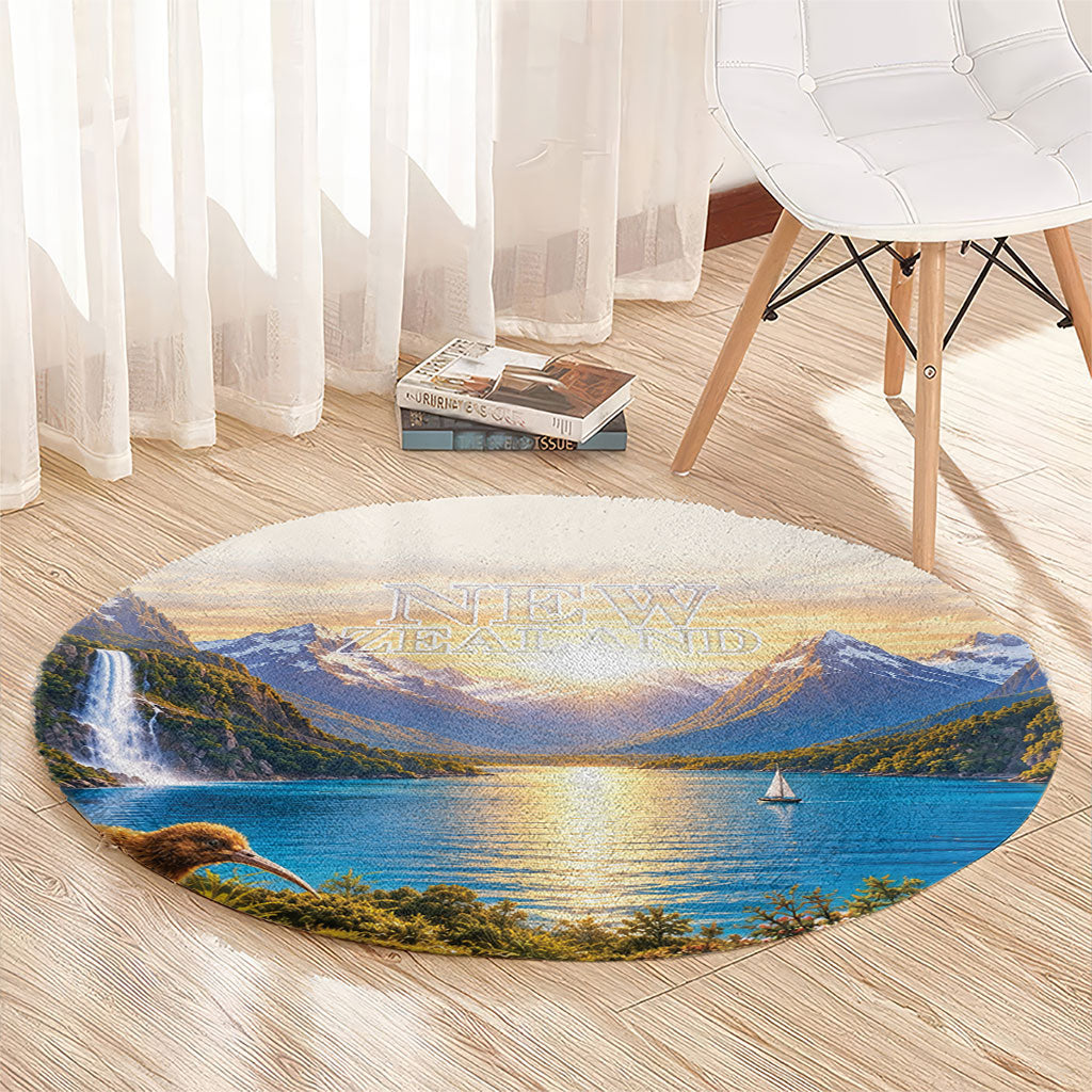 New Zealand Flag Round Carpet Scenic Nature
