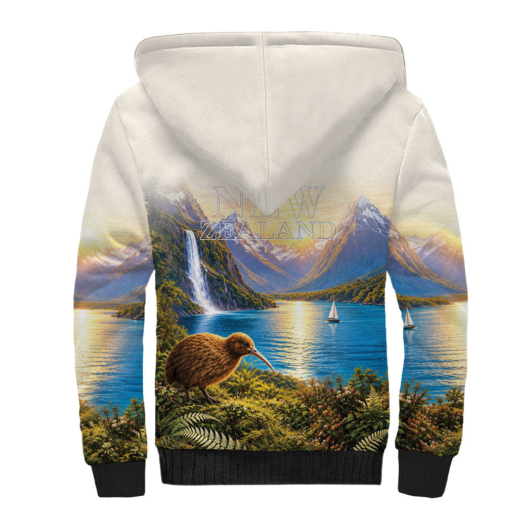 New Zealand Flag Sherpa Hoodie Scenic Nature