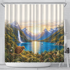 New Zealand Flag Shower Curtain Scenic Nature