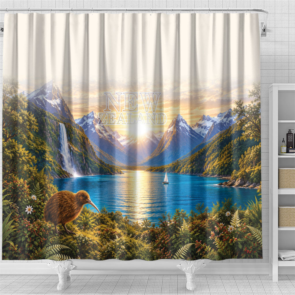New Zealand Flag Shower Curtain Scenic Nature