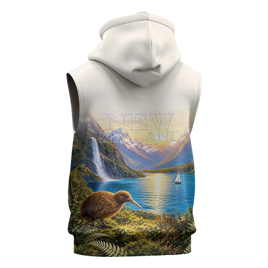 New Zealand Flag Sleeveless Hoodie Scenic Nature