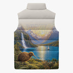 New Zealand Flag Sleeveless Puffer Jacket Scenic Nature