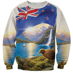 New Zealand Flag Sweatshirt Scenic Nature