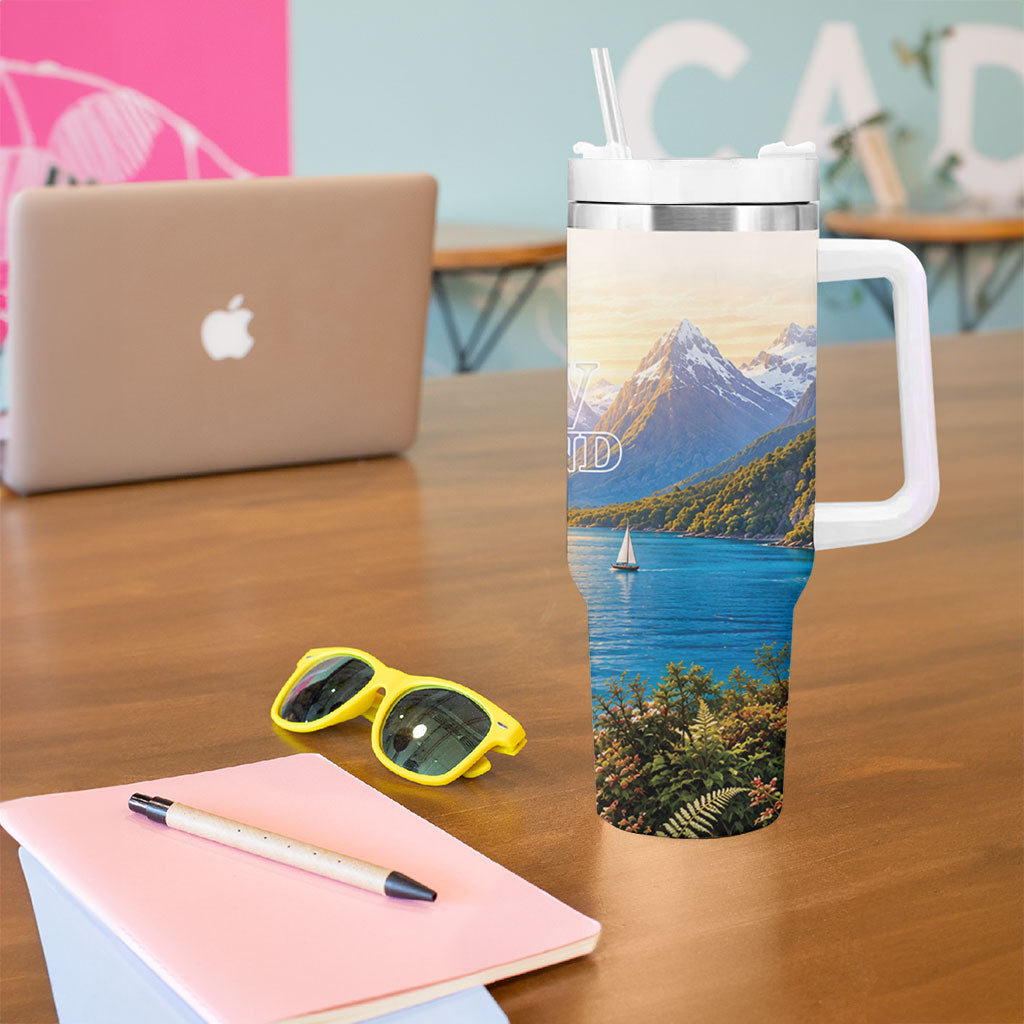 New Zealand Flag Tumbler With Handle Scenic Nature