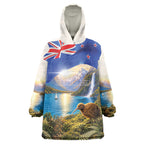 New Zealand Flag Wearable Blanket Hoodie Scenic Nature