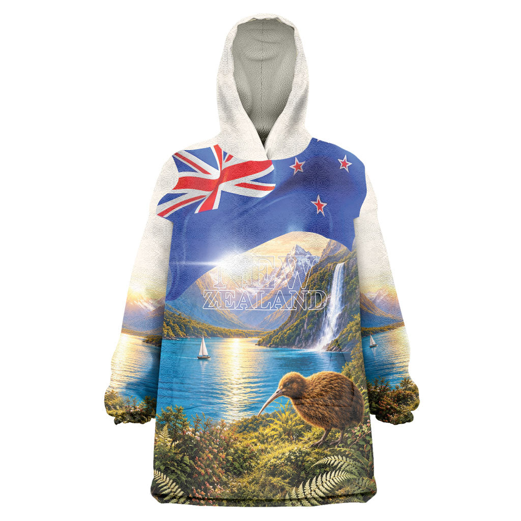 New Zealand Flag Wearable Blanket Hoodie Scenic Nature