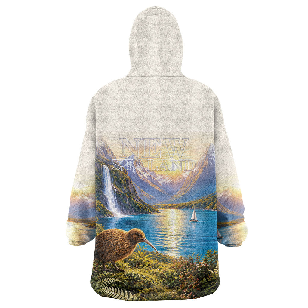 New Zealand Flag Wearable Blanket Hoodie Scenic Nature