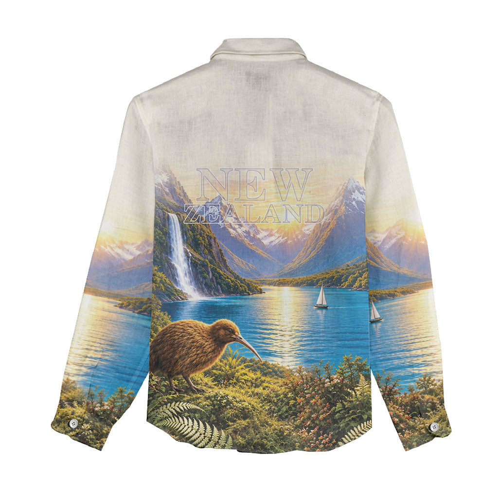 New Zealand Flag Women Casual Shirt Scenic Nature