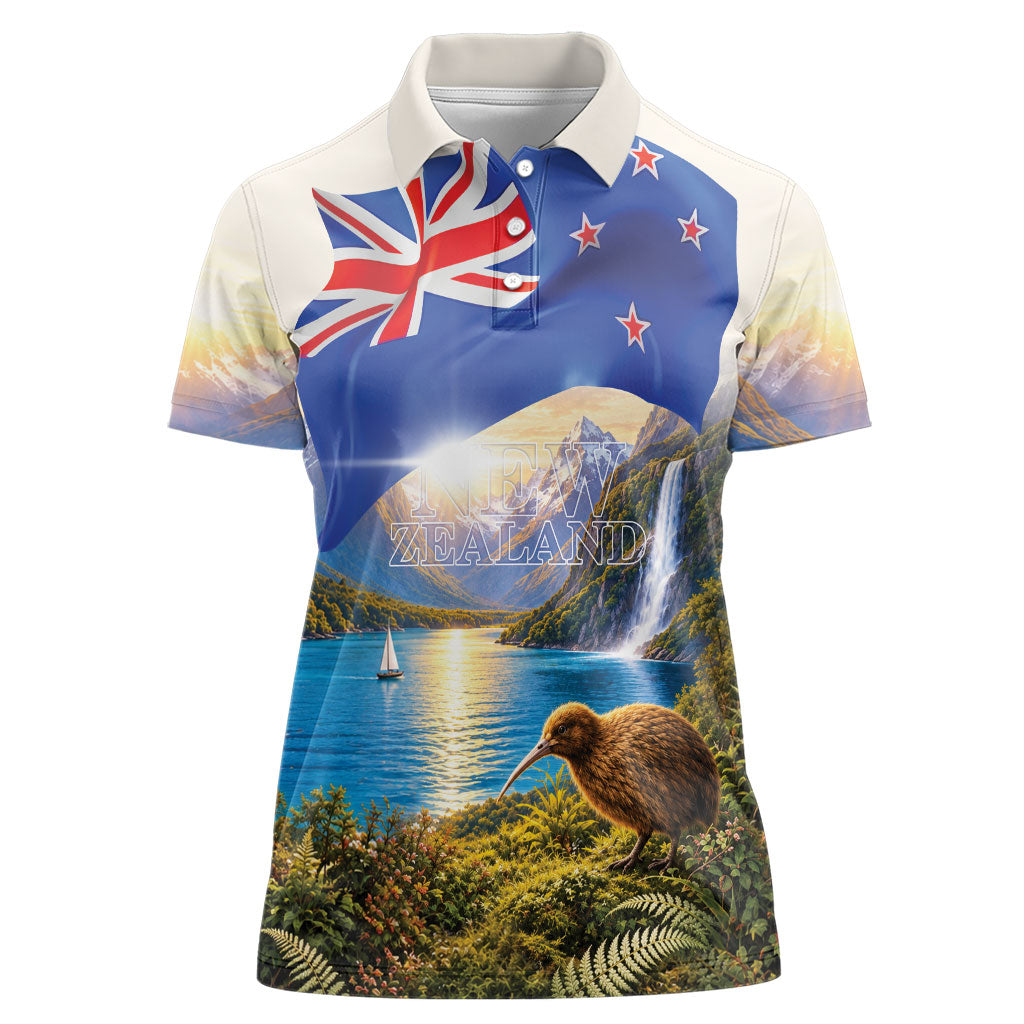 New Zealand Flag Women Polo Shirt Scenic Nature