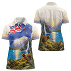 New Zealand Flag Women Polo Shirt Scenic Nature