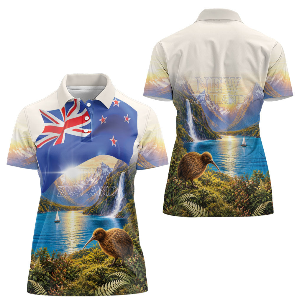 New Zealand Flag Women Polo Shirt Scenic Nature