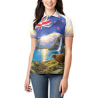 New Zealand Flag Women Polo Shirt Scenic Nature