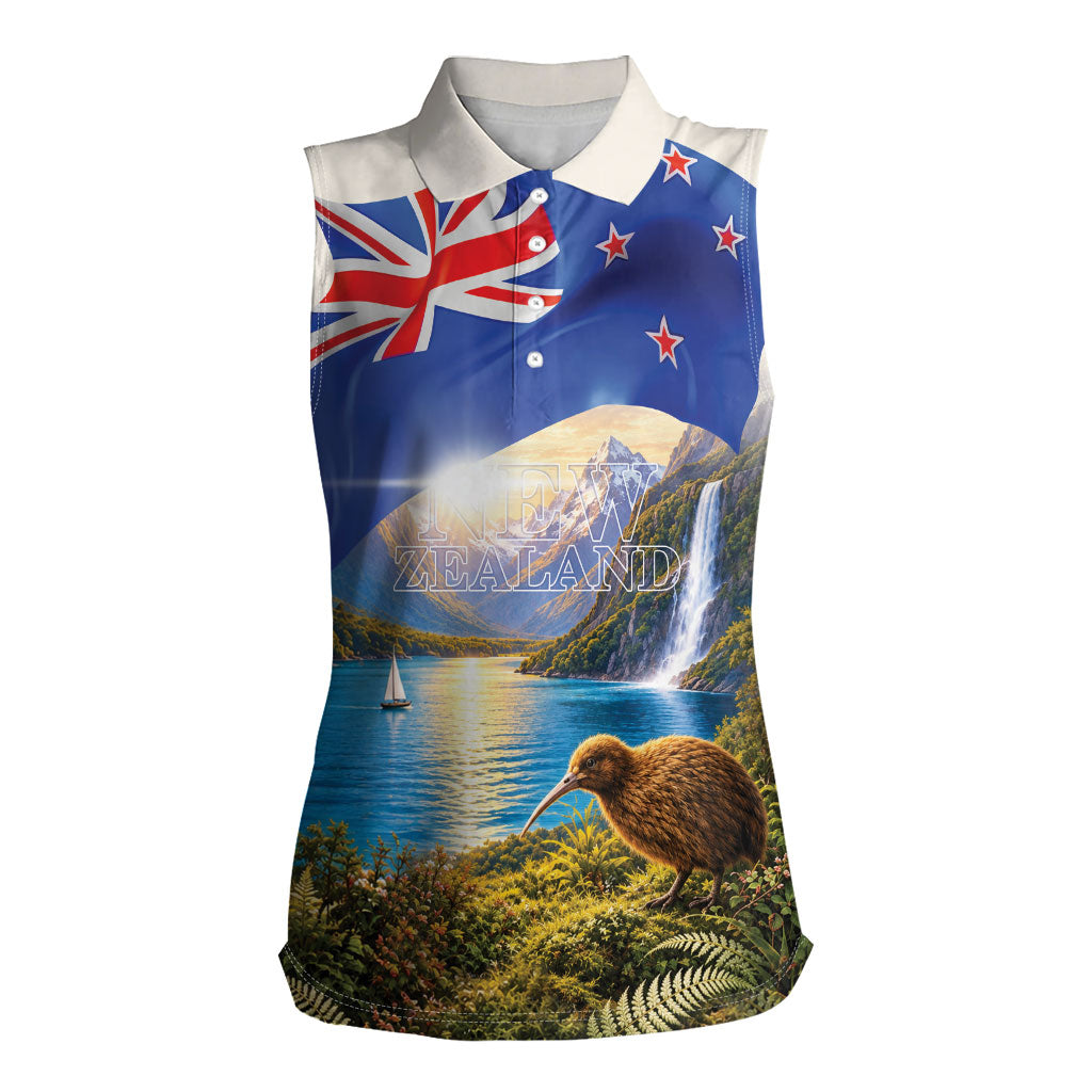 New Zealand Flag Women Sleeveless Polo Shirt Scenic Nature