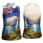 New Zealand Flag Women Sleeveless Polo Shirt Scenic Nature