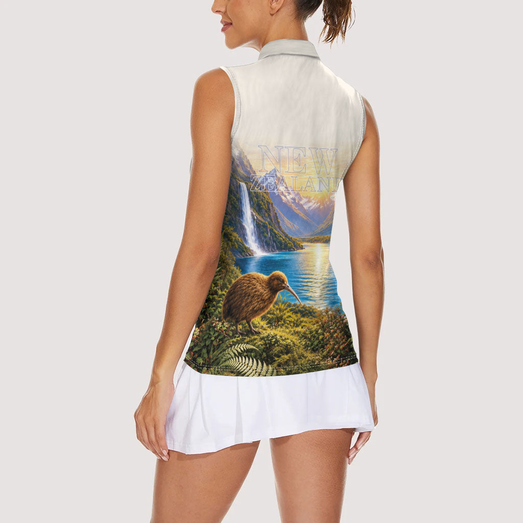 New Zealand Flag Women Sleeveless Polo Shirt Scenic Nature