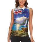 New Zealand Flag Women Sleeveless Polo Shirt Scenic Nature